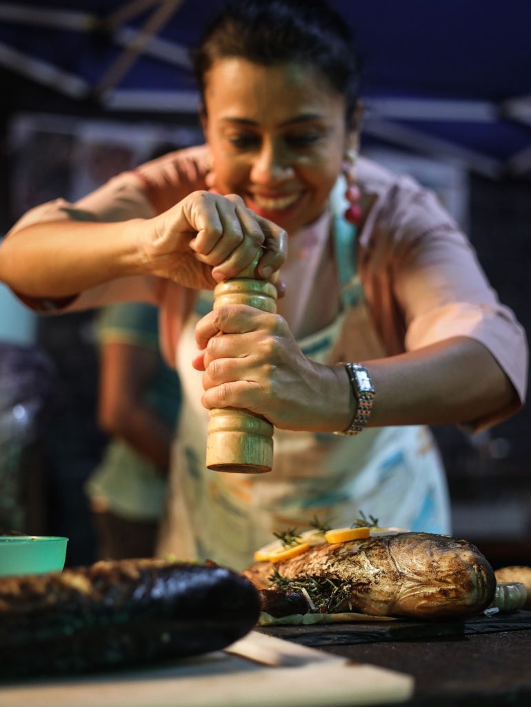Food stylist Payal seasoning fish