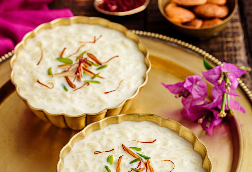 Rice milk-based sweet, chawal ki kheer, Food photography.