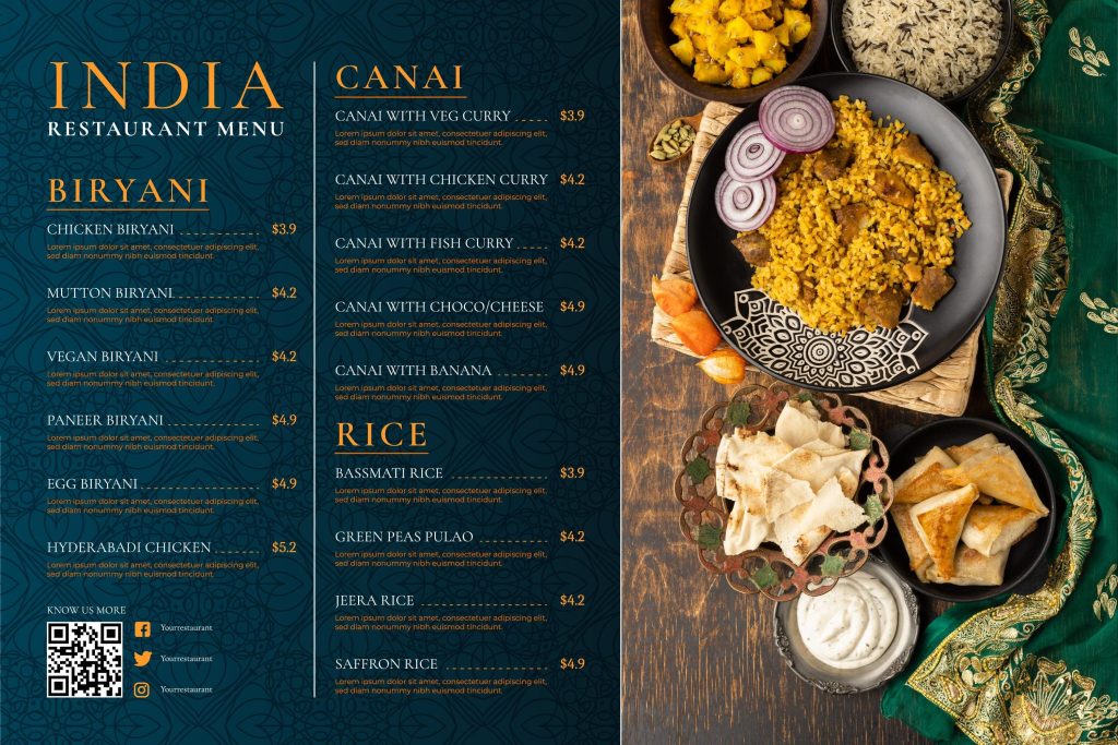 Restaurant menu foodstyling